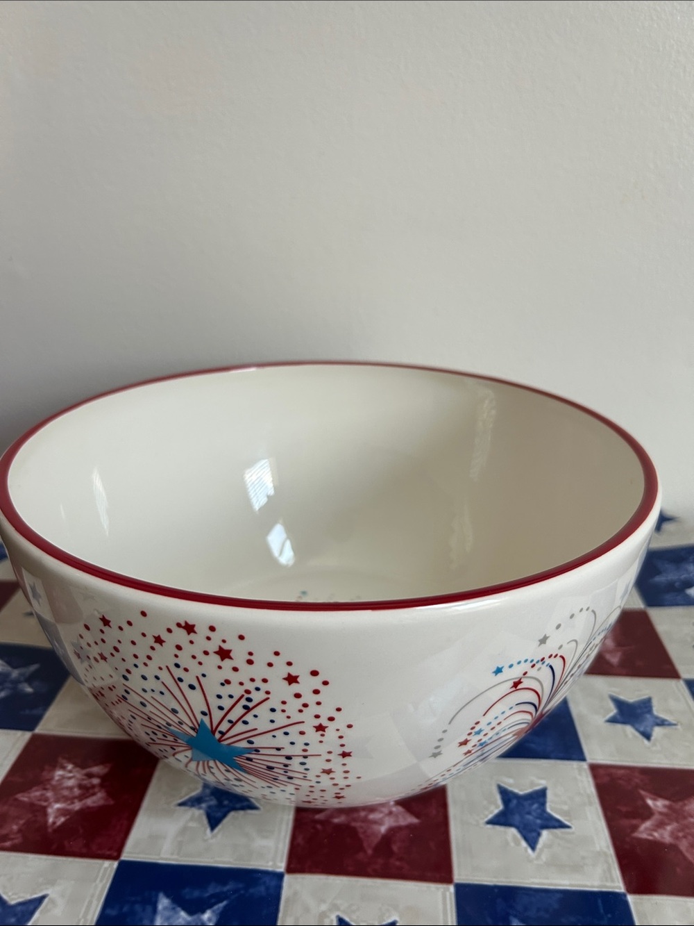 PATRIOTIC CERAMIC BOWL Large - NWT!